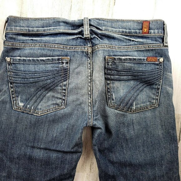 7 For All Mankind Womens Blue Denim Crop Dojo Jeans Size 28 (30x21) EUC - Picture 3 of 10